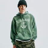 USN VTG DYEING HOODIE DUSTY GREEN