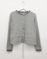 Fleece Stripe Frill Cardigan (4 Colors)