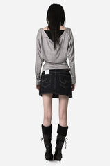Embroidered Western Raw Denim Skirt