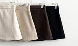  Humming Waist Banding Woolen Miniskirt