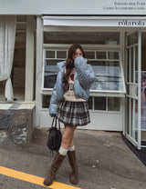 Pilen Check Pumpkin Mini Skirt