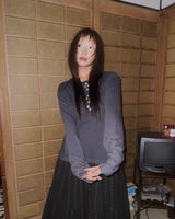 (2color) Daisy Dot Cancan Layered Long Skirt