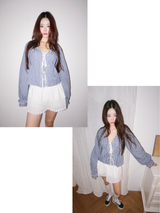lovely blue checkered cotton blouse