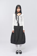 Logo Muffler V-neck Top White
