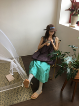 Liang button frill long skirt (4color)