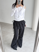 pleated wrap skirt pants (2color)