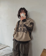 Maze Lettering Knit Hood Zip-Up