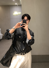 ノーメースバックバンディングコットンツータックワイドパンツ