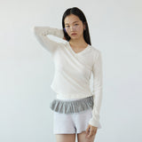 Wool V-neck daily long sleeve_ivory