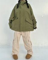(UNISEX) ビッグフードクリンクルビッグポケットビッグフードフェルドジャンパー - 2 カラー