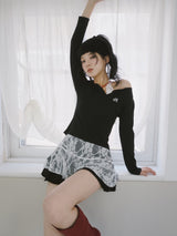 Halterneck Lace Layered Two-Piece Knitwear