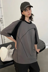 コントラストスプライシングストラクチャーTシャツ
