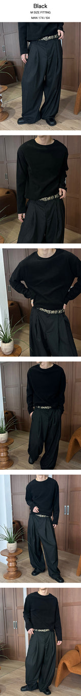 [F/W] Steady stripe two tuck wide pants(2color)