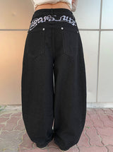 オーブンレタリングパッチデニムワイドパンツ