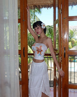 Flower Cropped Printed Tube Top