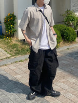 Platinum Grey Nylon Cargo Balloon Pants 2C