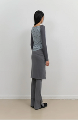 Button Slit Midi Skirt / Charcoal