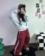 FLEECE❤TRACK LINE 3 LINE LONG PANTS ❤🖤🤍💙🩶5COLOR