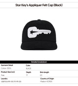 Star Key's Appliquer Felt Cap (Black)