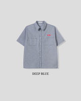 (UNISEX) ピース ストライプ オーバーシャツ