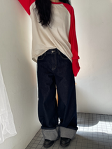 indigo wide pants