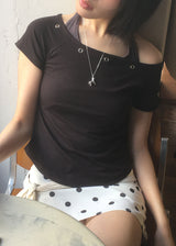 EYELET HALTER LAYER TEE (3color)