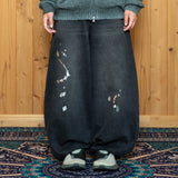 XP302 Silver Painting Balloon Denim Pants (BLACK)