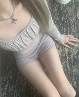 Gateni shirring unbal top (light gray)