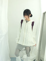 Punch Damage Hooded Knitwear Zip-Up