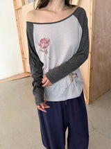  floral raglan T