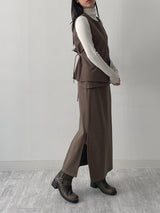 [Setup Available/FW] Lanba Ribbed Layered Long Skirt