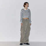 Stripe crop kara top Blue/brown