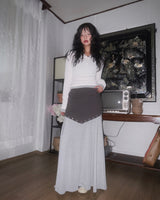 (2color) Eyelet Two-Tone Layered Flare Long Skirt