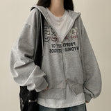 95 Lettering Two Way Hooded Zip-Up
