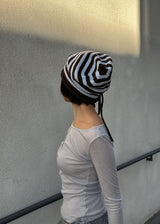 STRIPE SHIRRING LOOSE BEANIE