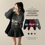 EM String Ribbon Balloon Crop Knit