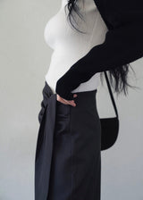 [Made] Tilda Pinuck Slit Long Skirt (charcoal)