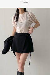 Puff Strap Short Sleeve Blouse