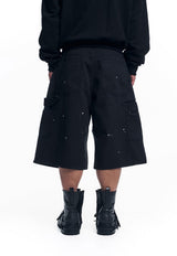 Double Knee Chino 8-Bermuda Pants - Black