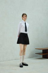 UNBALANCE SHIRRING SHIRT / WHITE