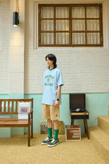 Triple Dream Star Patch Beige Cotton Shorts [For men]