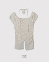 #Rose Off Shoulder Slit Short Sleeve Knit (3color)