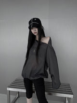 [unisex] シースルーダイアゴナルジッパーT (2color)
