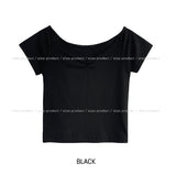 rope shirring off-shoulder tee