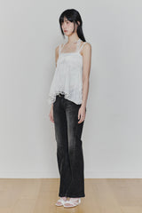 ローズシャーリングトップス white