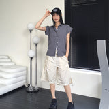 kt サイドスナップボタンナイロンハーフ丈バミューダパンツ