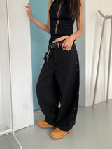 STUD BALLOON WIDE PANTS (2C)