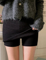 Slit Layered Knit Skirt Pants (2color)