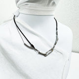  Leather chain layered clip necklace