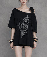 Iris Lace Ribbon Tee #Black(黑)